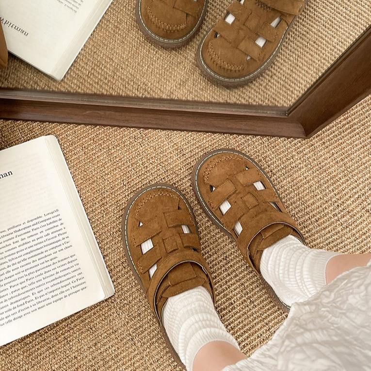 Casual and Lightweight Retro Thick-soled Bag Head Slippers Women's Outer Wear 2025 New Summer One-pedal Height-increasing Roman Sandals