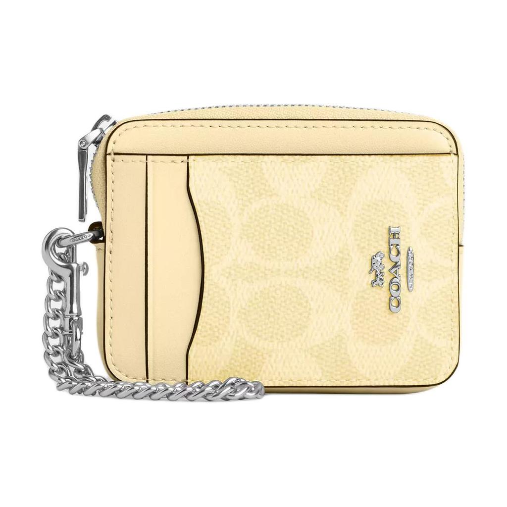 New COACH Coated Canvas Card Holder Women's Yellow CW883-SVMN0