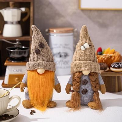 With Knitted Hat Coffee Gnomes Soft Exquisite Christmas Faceless American Style Handmade Elf Dwarf Figurine