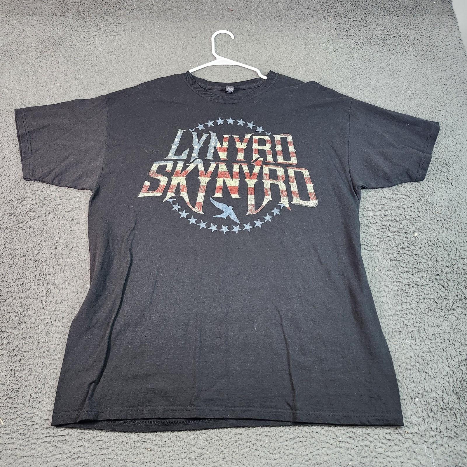 Lynyrd Skynyrd Shirt Mens XL Black American Flag Logo Band Graphic Tee M&O Gold Unisex T-Shirt M