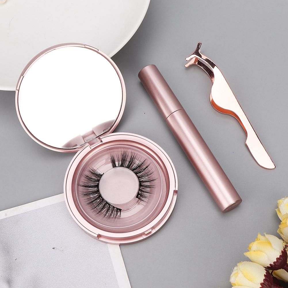 Round Tube Magnetic Liquid Natural False Eyelashes Lashes Tweezers Kit Cosmetic 001#