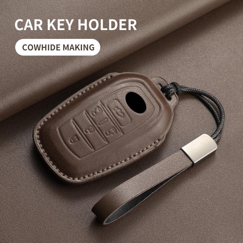 Leather Car Key Case Cover Shell For Toyota Alphard Crown Vellfire Previa Car Shell Keychain Anti-Scratch Protecter Accessories