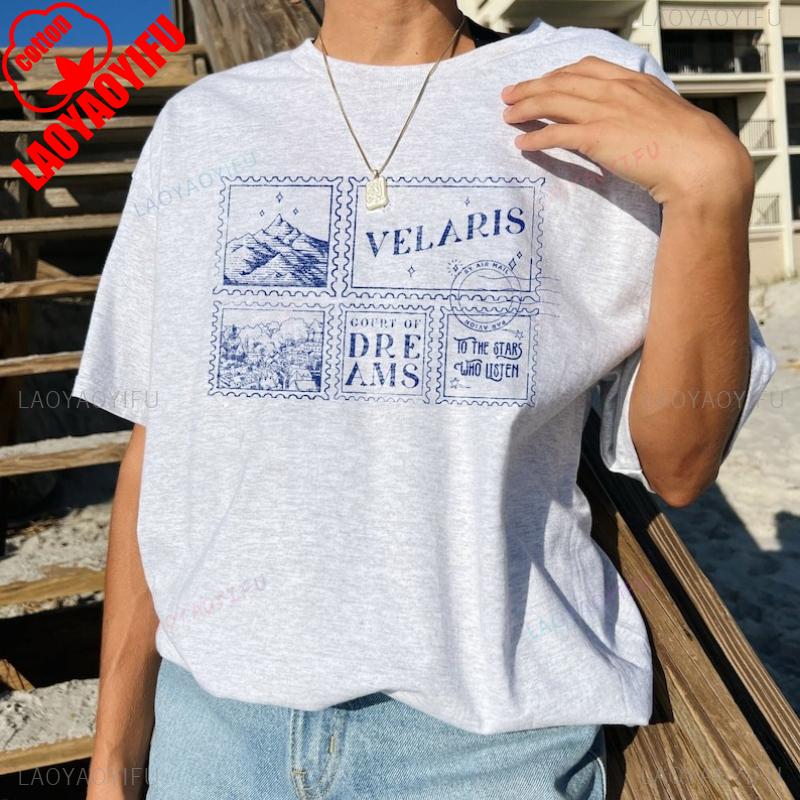 

Рубашка Velaris ACOTAR Для Звезды, Которая Слушает Двор Мечты Ночной Двор Книжные Футболки Винтажная Одежда Летняя Хлопковая Футболка Топы S