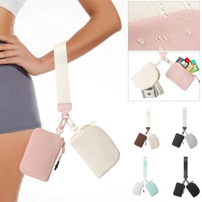 Mini zipsová dvojitá peňaženka na zápästie s 2 popruhmi, peňaženka na kľúče, peňaženka na mince, malá roztomilá pre dospievajúce dievča