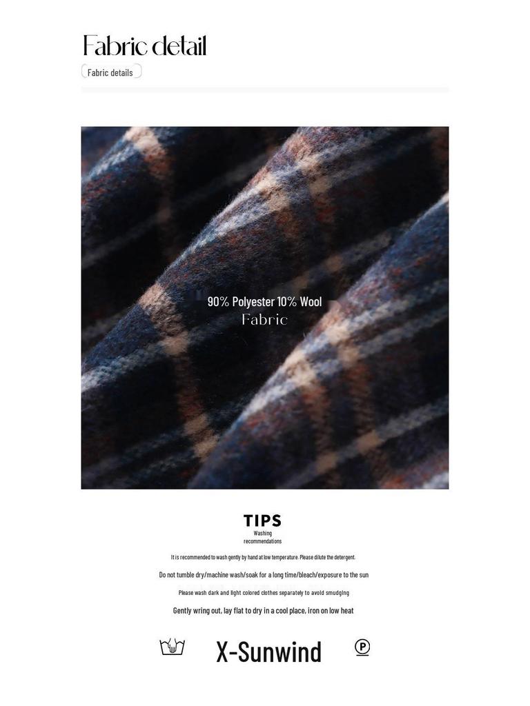 Sinan Fashion Blogger Style Retro Color Block Plaid Woolen Shirt SN8418