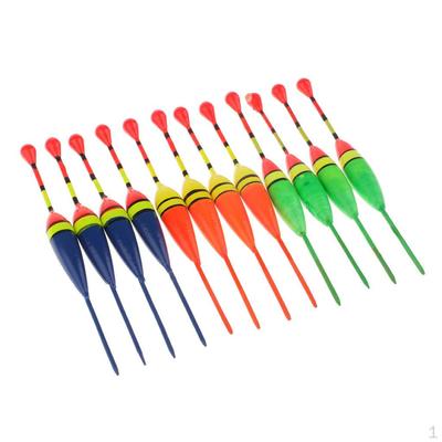 12pcs Fishing Wood Floats Bobbers Buoy Carp Coarse Ice Accessories