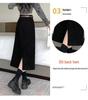 Women's High-Waist Corduroy Skirt: Retro Mid-Length with Spring/Autumn Slit & Hong Kong Style Drape.