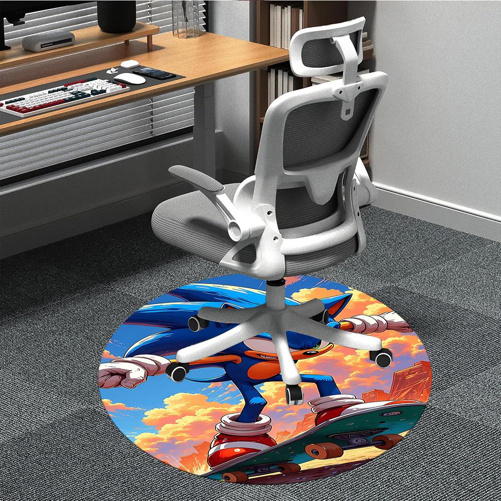 

1pc Sonic Skateboarding Office Round Area Rug, Under Office Chairs Bedroom Living Room Home Decor a1022324 80cm by 80cm