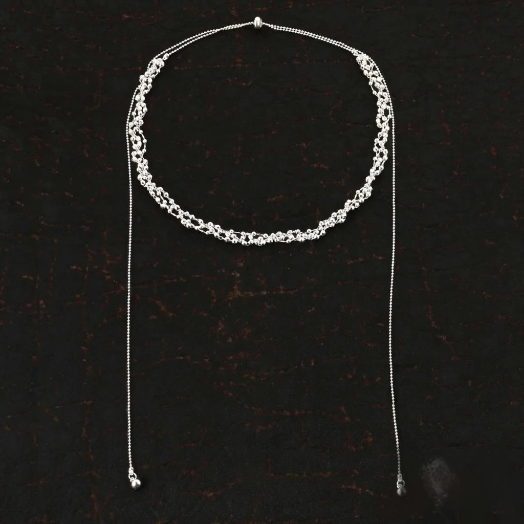 Moonlight-draped Copper Fluffy Lace Necklace-Handcrafted Women's Sporty Collarbone Chain Versatile Stylish Wearable Multiple