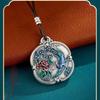 Retro 999 Sterling Silver Enamel Phoenix & Peony Pendant - Unisex Chinese Style Ornament
