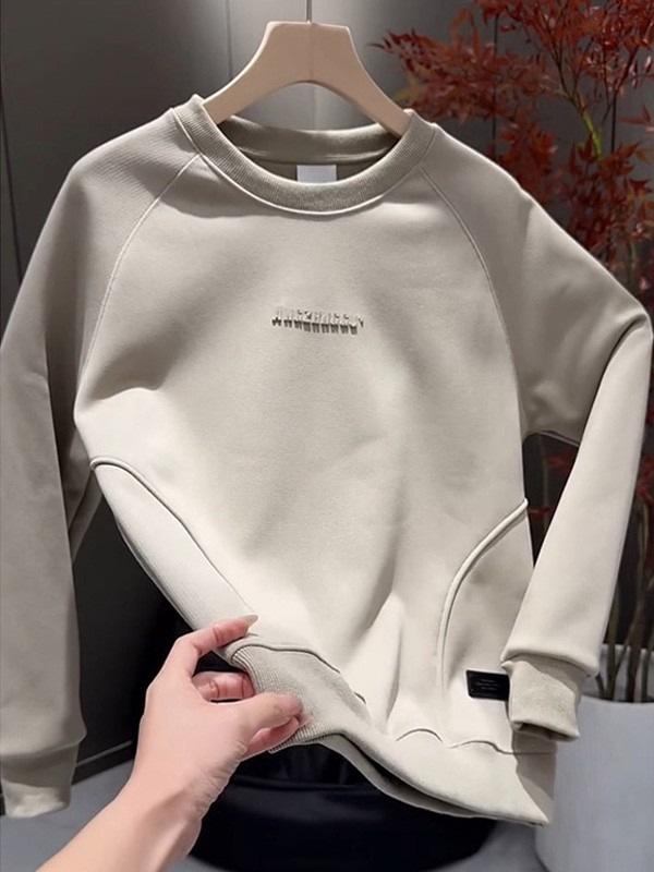 Men's Korean Style Trendy Casual Round Neck Sweatshirt – Loose Fit Long Sleeve Pullover