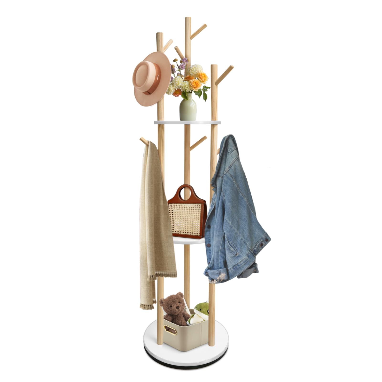 

GIBLEA rotating coat stylish pole hanger slim coat clothing space entryway clothes rack large capacity storage coat solid diameter height 165cm 360°