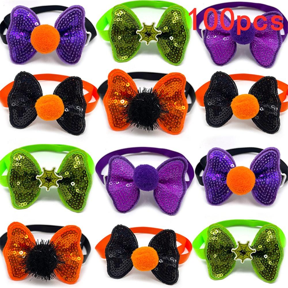 50/100pcs Halloween Pet Dog Accessories Small Dog Cat Bow Tie Neckties Dog Supplies Pet Dog Collar Holiday Bow Tie Pet Supplies