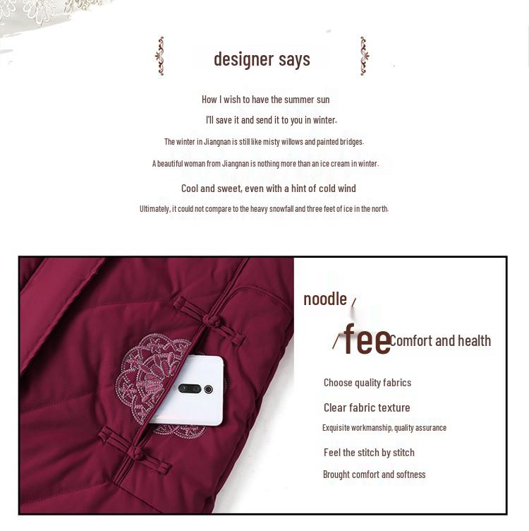 Red Mid-Length Winter Jacket for Middle-Aged and Elderly Women - Thick, Cotton-Padded, Suitable for Spring and Autumn