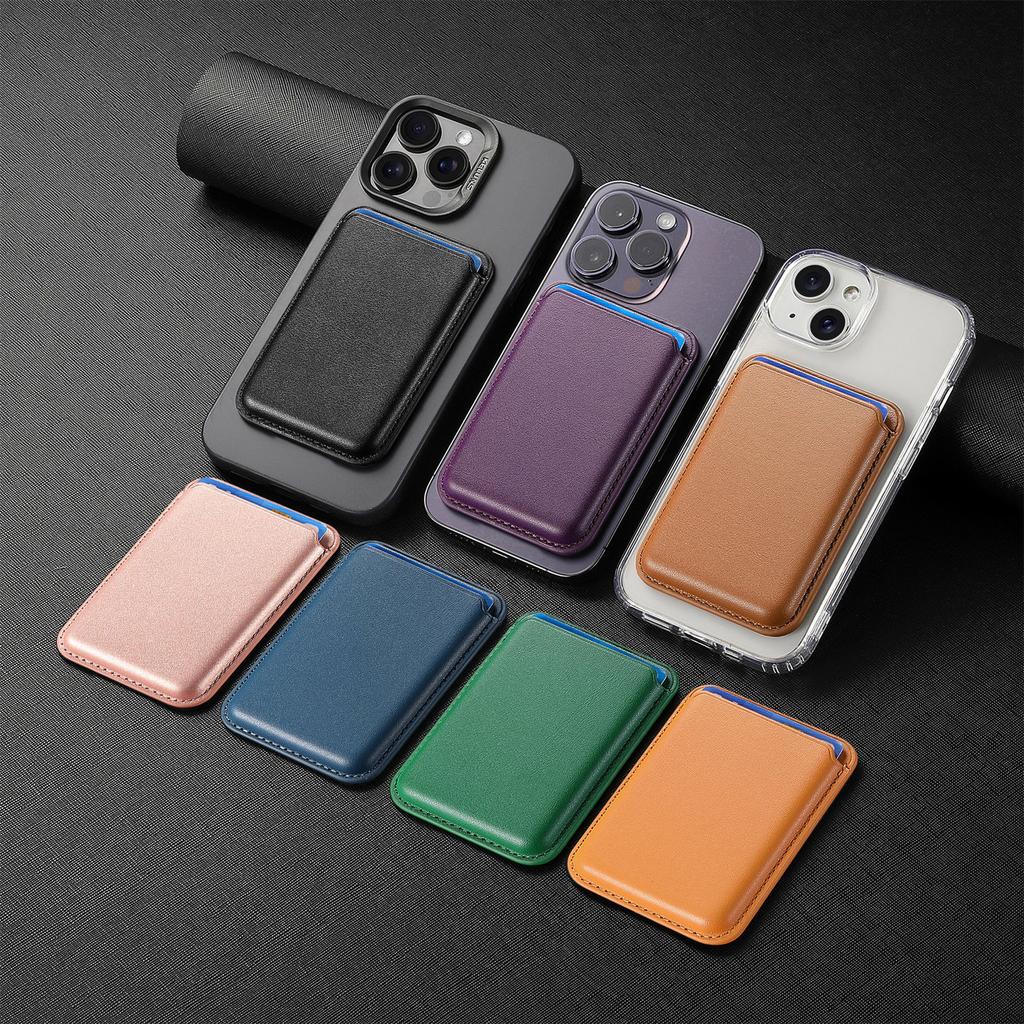 Official magnetic leather card bag, suitable for iPhone16 back sticker Magsafe magnetic card sleeve, plain leather Apple wallet.