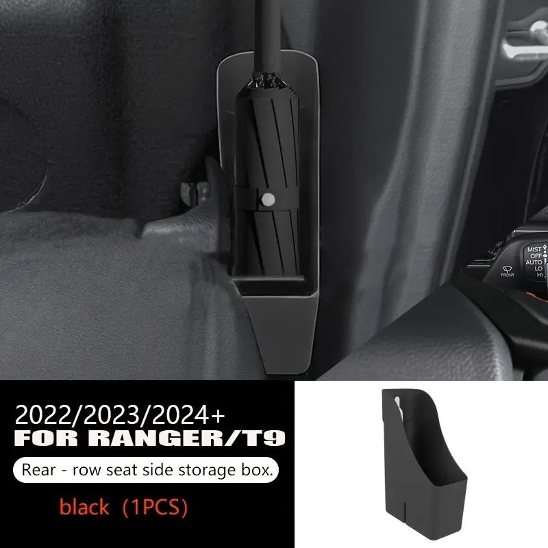 For Ford Ranger 2023-2025 ABS Car Rear Seat Side Storage Box Umbrella Organizer Tray Trim Car Interior Accessories