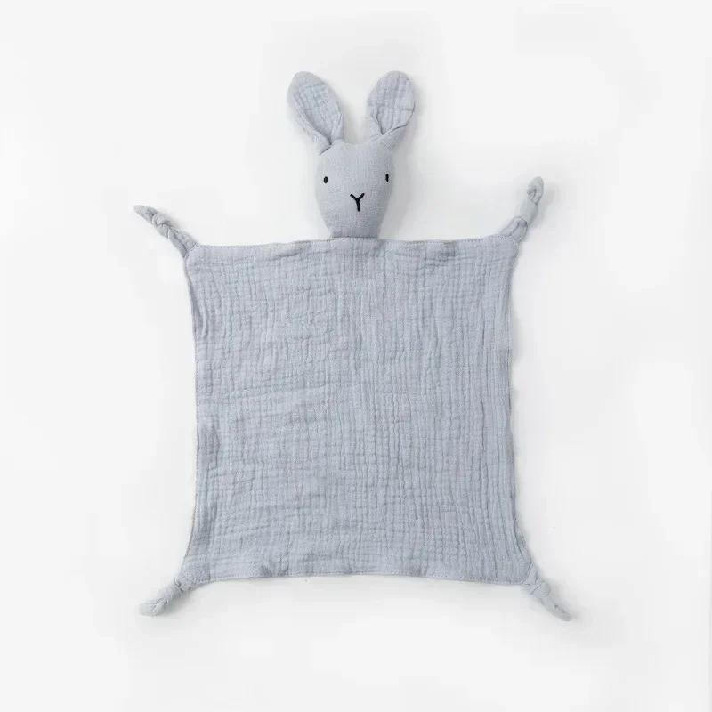 19161225 Gentle Cotton Muslin Infant Bibs Stuffed Rabbit Doll Newborn Appease Towels Security Blanket Infant Sleeping Cuddling Towels