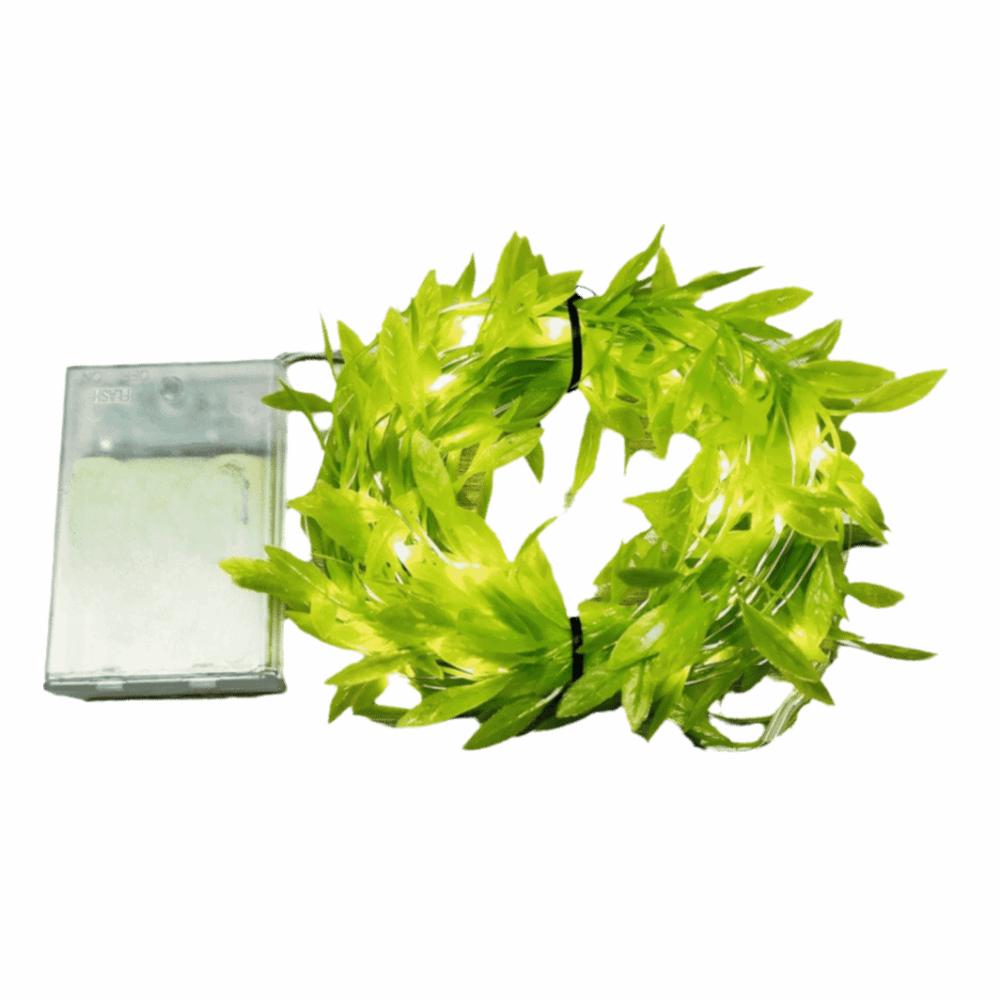 Battery Powered Willow Curtain Lamp Green Leaf Artificial Leaf Lights  Xmas Decoration
