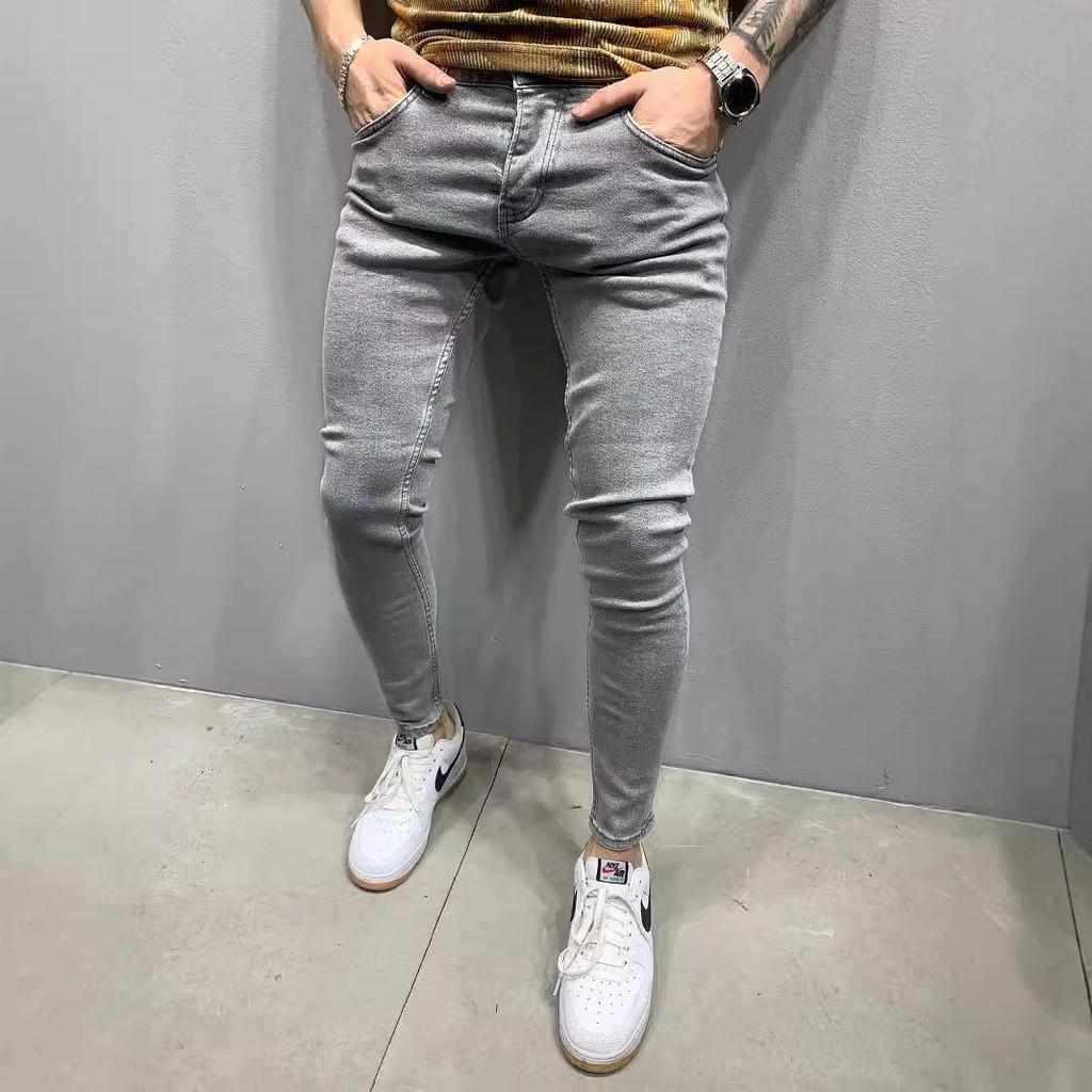 Jeans Uomo Aderenti Stretch Aderenti Jeans a Piedi Stretti