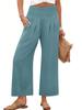 Women's High Waist Elastic Waist Wide Leg Pants In Olive Green