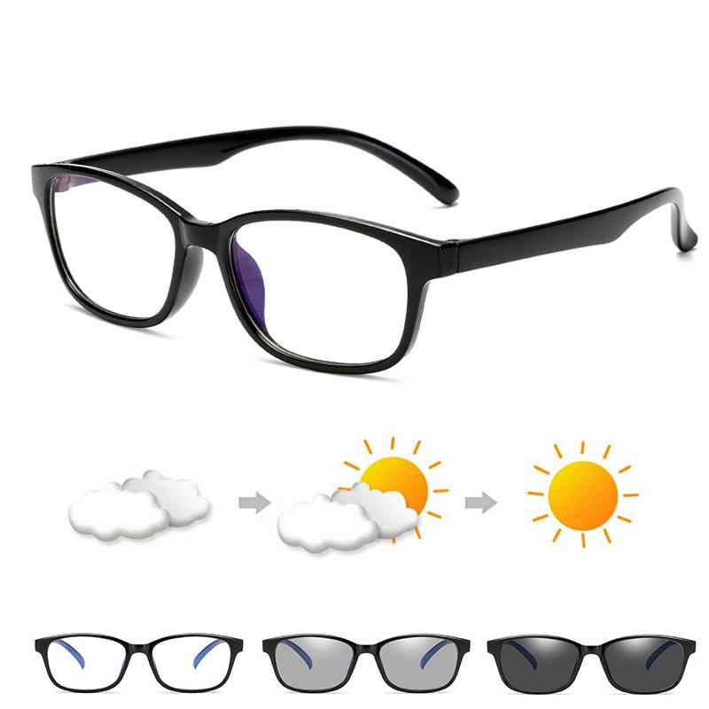 Square Frame Change Color Eyewear Photochromic Eyeglasses Women Men UV400 0 -0.5 -1.0 -1.5 -2.0 -2.5 -3.0 To -6.0
