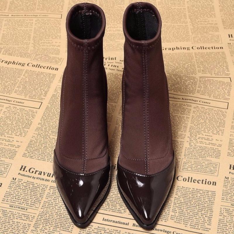 New Ankle Boots Women Chunky Mid Heels Suede Shoes Woman Pointed Toe Trend Winter New Goth Walking Snow Chelsea Botas De Mujer