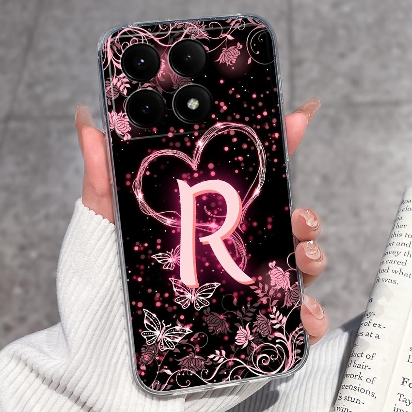Casing For Redmi K70 K80 K60 K50 K40 K30 K20 Pro K70e K60e K90 Pro Max Phone Case Premium Letters Pattern Transparent TPU Back Cover For Redmi Housing