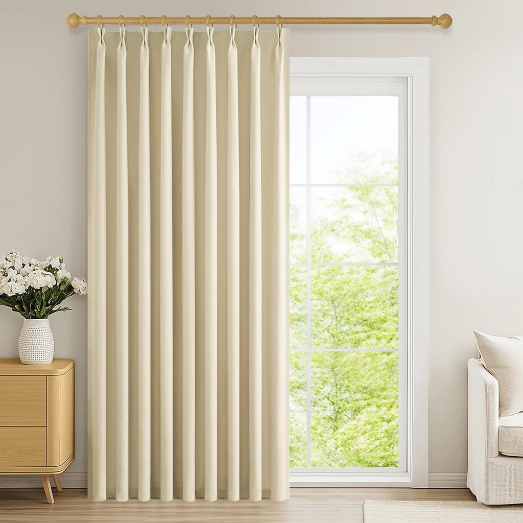 Topfinel Blackout Thermal Single 150cm Wide X 230cm with for Living Room and Soundproofing Curtains, Insulation, Panel, Long, Beige, Hooks, Bedrooms,