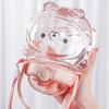 Cute Double Drink Water Cup Cartoon Bear Straw Cup for Kids Girls Large Capacity Plastic Cup