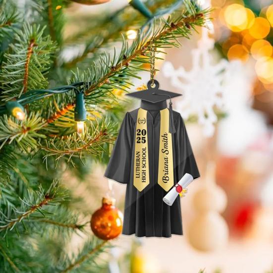 Graduation Ornament 2D Acrylic Gown And Stole Hanging Decoration Class of 2025 Souvenir Gift for High School College University Graduate