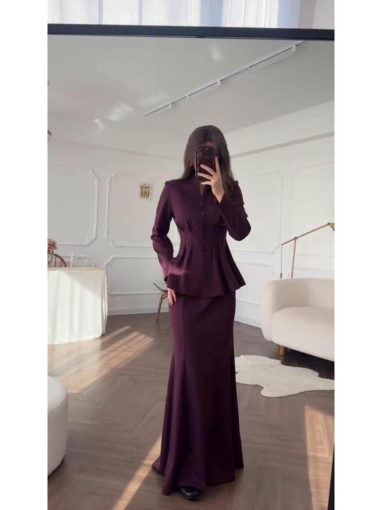 Vintage Soft Color Long-Sleeve Dress - Elegant European & American Spring Style for Women 2025