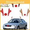 Festive Christmas Car Decoration With Reindeer Antlers Red Nose Bells