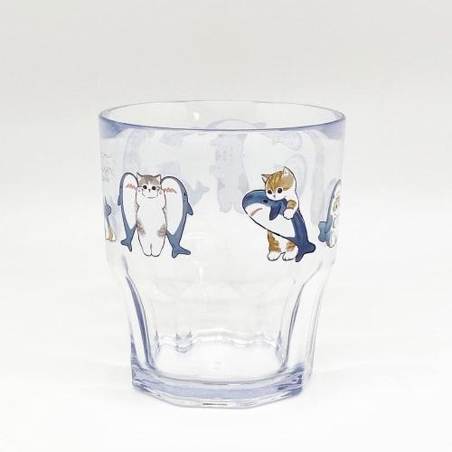 OSK mofusand Glass Tumbler, Blue, 300ml, Dishwasher Safe, Made in Japan, C-7