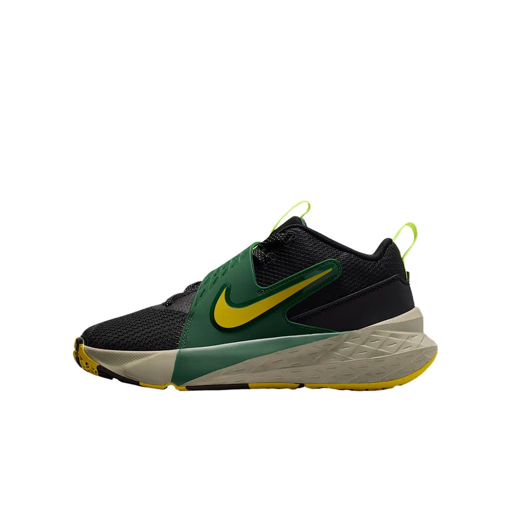 Nike Team Hustle D 12 Mesh Children's Basketball Shoes Black Green Teenagers HF6279-004