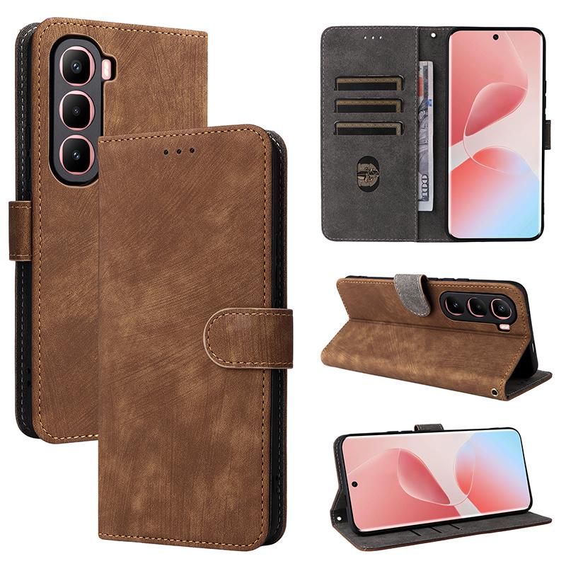 Flip Cases für Infinix Hot 60 Pro+ Plus PU-Leder Ganzkörperschutz Stoßfest Langlebig Retro Handyhülle