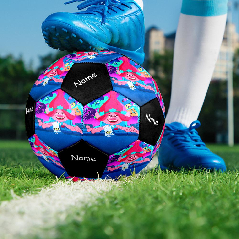 Custom Name Trolls Theme Size 5 Soccer Ball, Suitable for Both Indoor and Outdoor Matches, a Gift Suitable for Everyone.