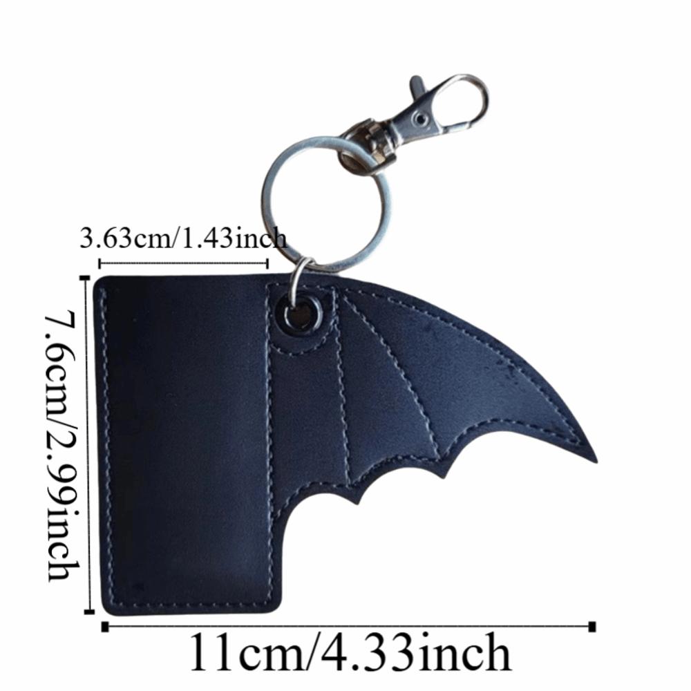 PU Leather Bat Pouch Keychain Black Wing Design Gothic Lipstick Holder  Car Keyring