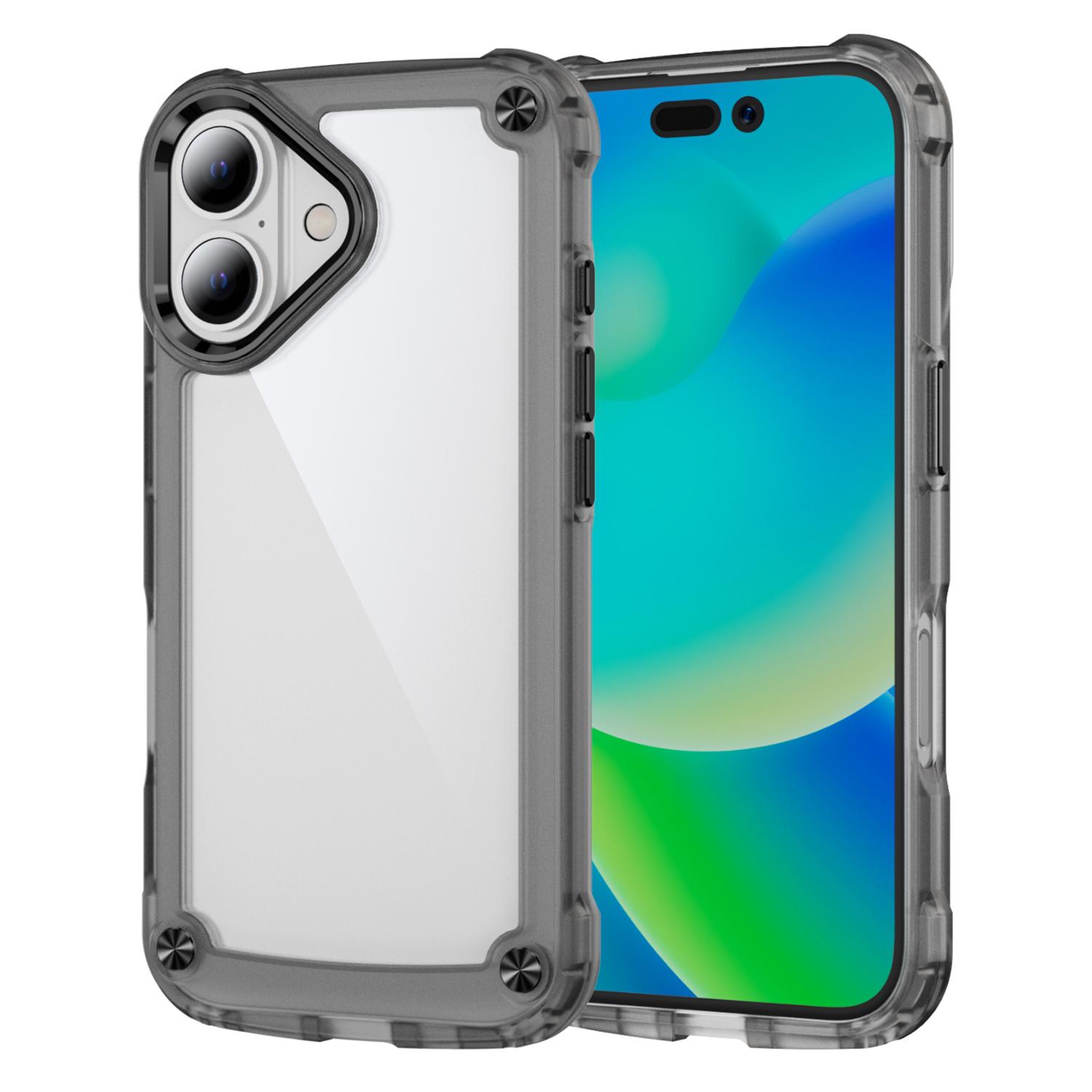 

Чехол для iPhone 16 Противоударная TPU рамка Прозрачная PC задняя крышка Transparent Black