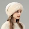 Mink Hair Hat Female Korean Version Winter New Rabbit Hair Blended Knitted Hat Temperament Headband Hat Showing Face Small Fur Hat