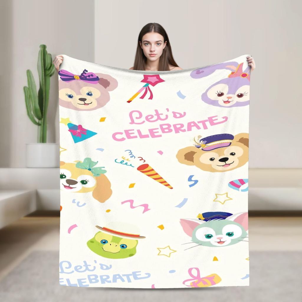Duffy Bear & Friends ShellieMay Blanket Cartoon StellaLou Gelatoni Flannel Funny Warm Throw Blanket for Home Winter