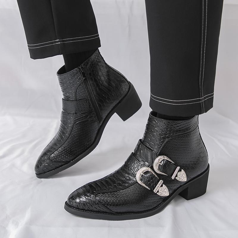 Heren Chelsea Korte Laarzen Zakelijk Formeel Dans Smoking Enkellaarsjes Zwarte Haklaarzen Grote Maat