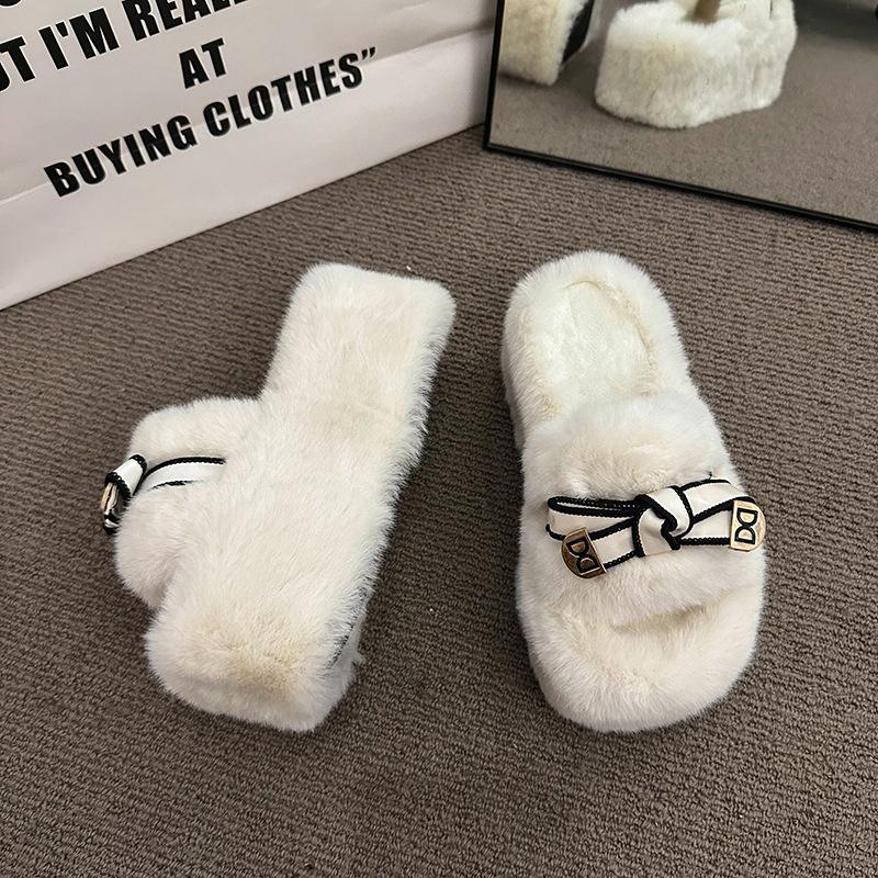 

Mao Mao slippers women s 2025 new shoes autumn high heels net red shoes winter wear wool drag plush cotton drag cotton comfortable 40