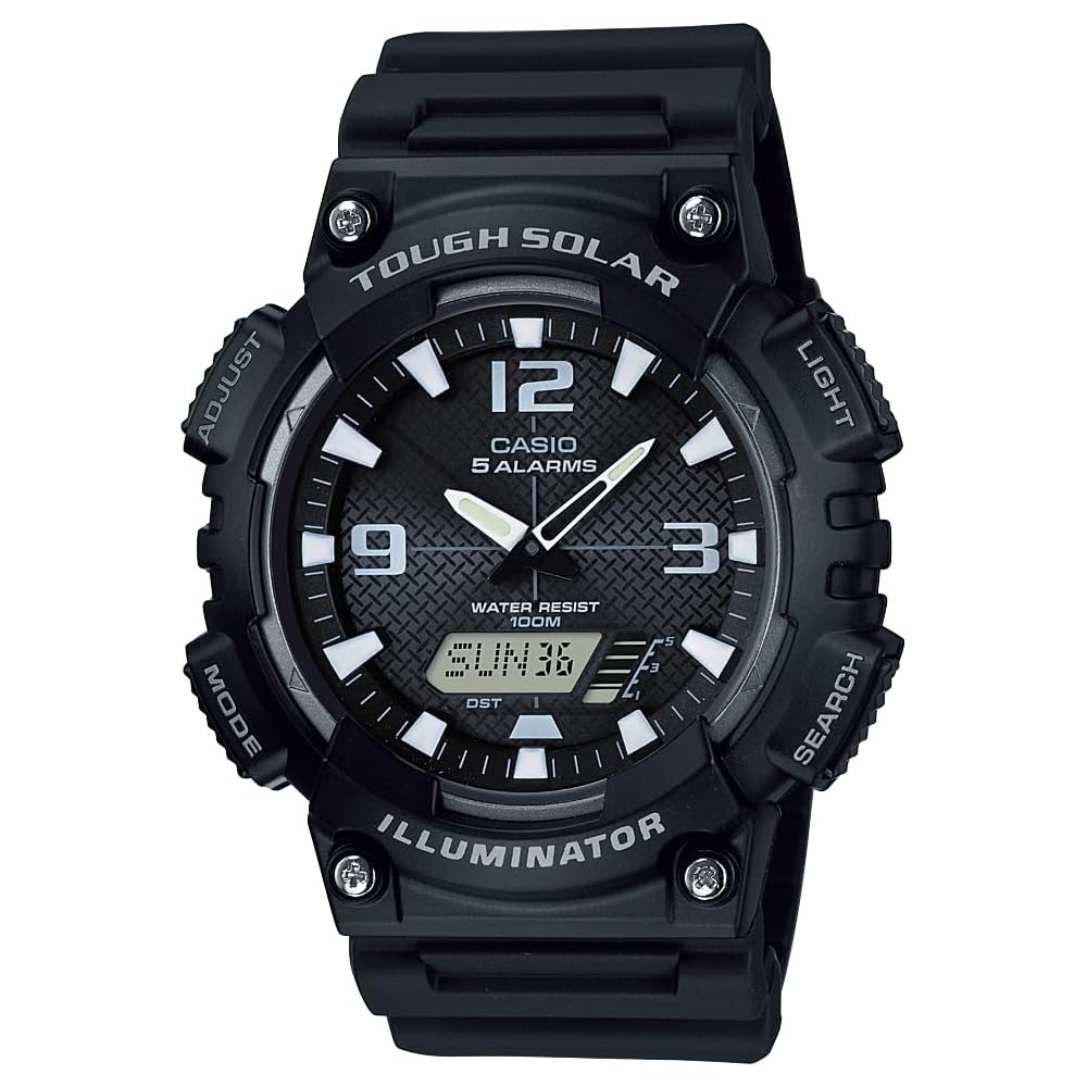 Casio AQ-S810W-1A Solar Analog Digital Watch Men s Black Stainless Steel Band