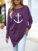 Women's Oversize Long-Sleeve Fashion Printed Logn Sleeve Top Spring/Fall Asymmetrical Hem T-Shirt