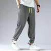 Men's Summer Striped Ice Silk Breathable Wide-Leg Elastic Straight Pants