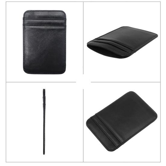 Card Holder Slim Small Wallet Faux Leather Solid Color Driver's License Credit Card Case Business Use