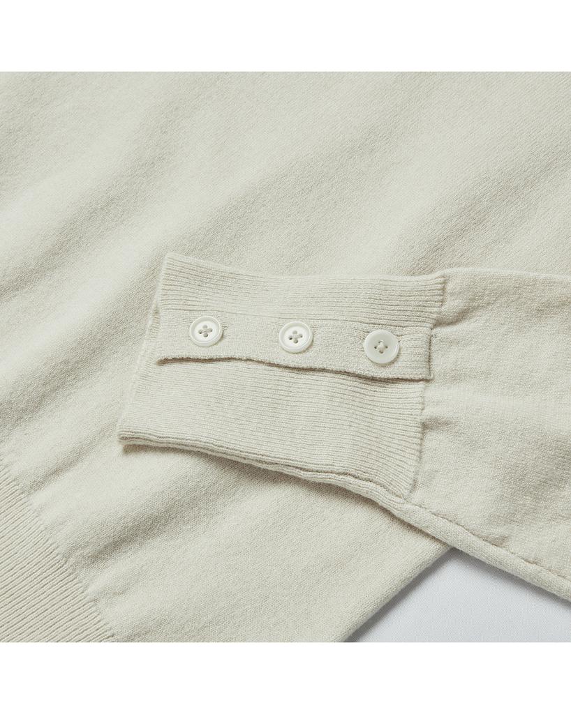 WORTHWHILE MOVEMENT Cuff Button Crew Neck (Light Beige)