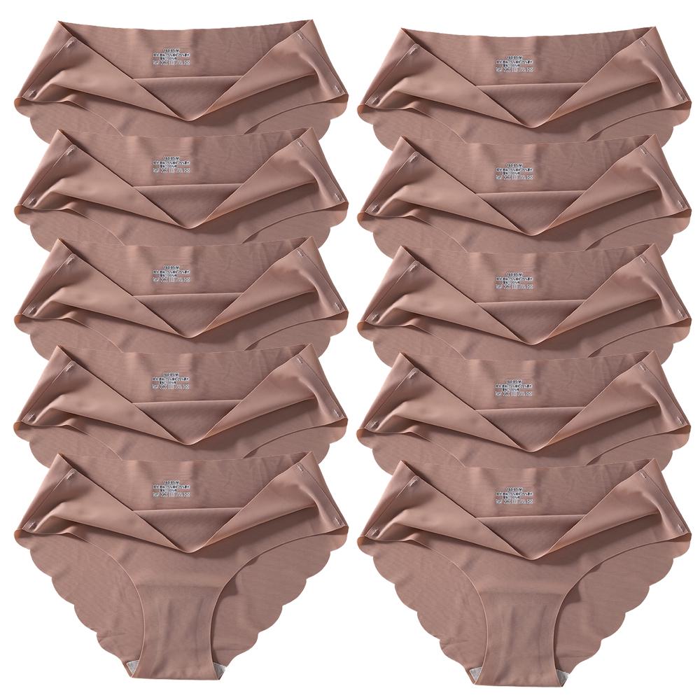 Seamless Silk Panties Women Underwear Sexy Female Underpants Briefs Woman Lingerie Underwear Ice Silk 10 Pcs/Set