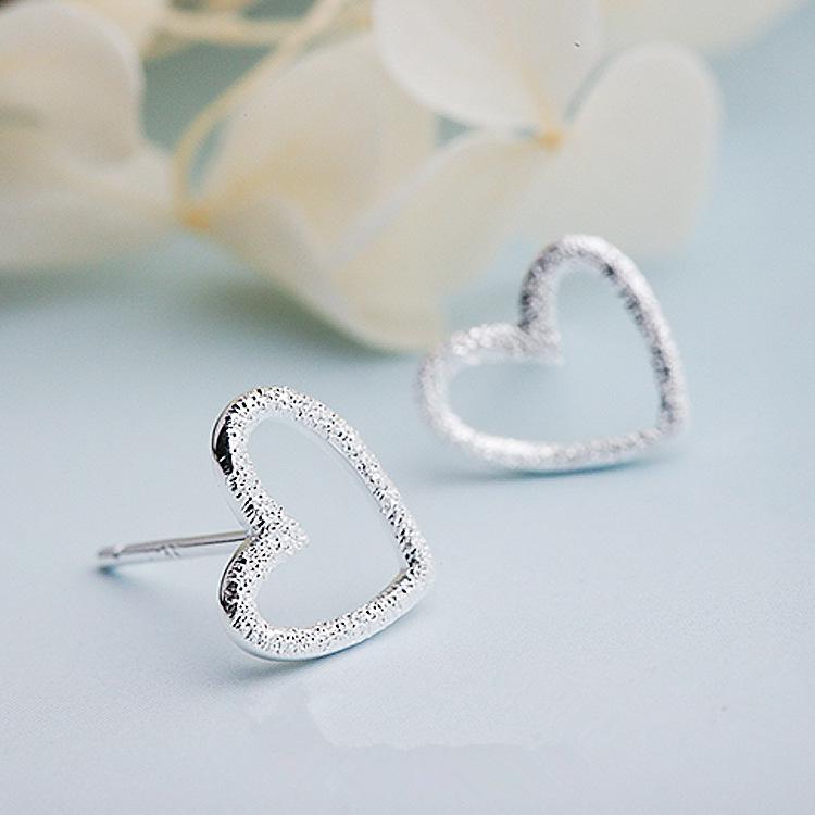 Female Heart Stud Earring 100% 925 Sterling Silver Earrings For Women Gift Sterling-silver-jewelry Pendientes Mujer
