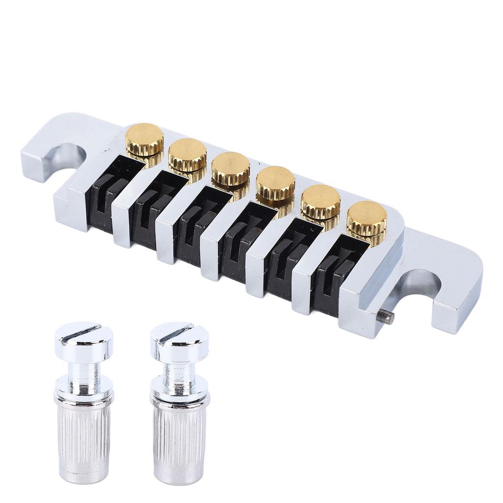 Guitar Tune Roller Saddle Bridge Tailpiece with 2 Studs Electric Guitar Tune Bridge Tailpiece Stop Bar for LP
